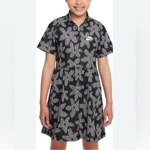 Nike Sportswear Kids' (Girls') Printed Short-Sleeve Dress - Black/Black/White